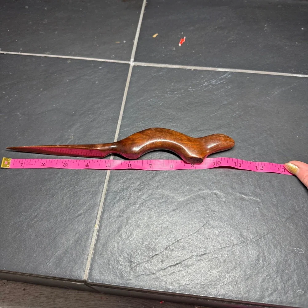 Hand Carved Artisan Olivewood Otter Letter Opener Ergonomic Otter Shape Hardwood - Picture 3 of 7